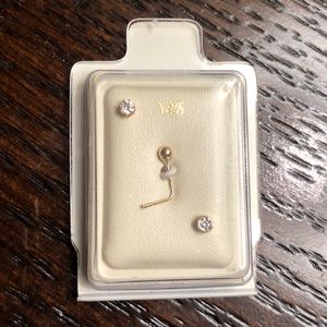 🆕14K Gold L Shaped Nose Rings - 24G